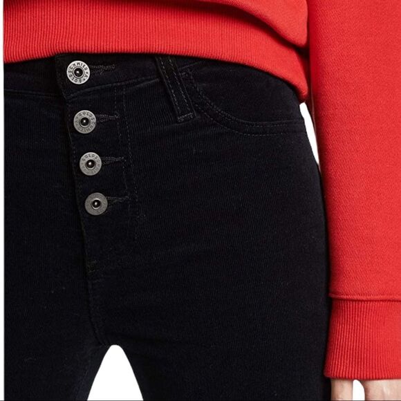 Nwt AG Isabelle Straight Crop Black Button Fly Corduroy Jean Size 23 - Picture 2 of 10